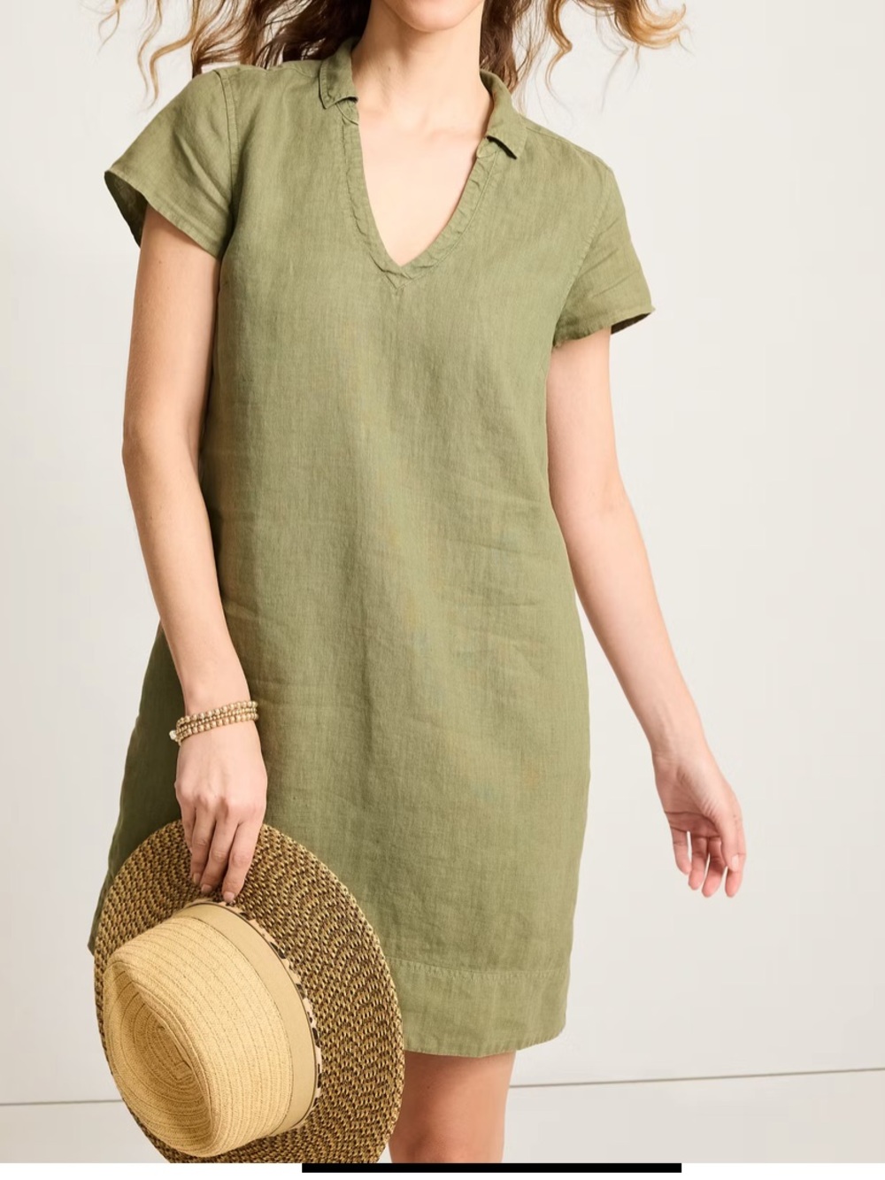 Women’s Tommy Bahama Two Palms Short-Sleeve Linen Collared Dress | Size medium
